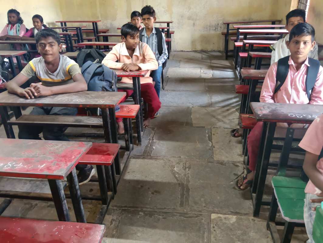 Students on old flooring